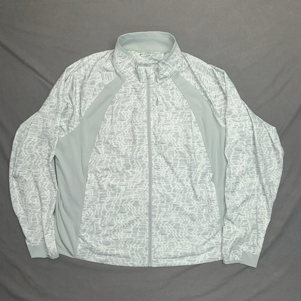 Athleta Plus Athletic Zipper Jacket Women's Sz 2X Gray White